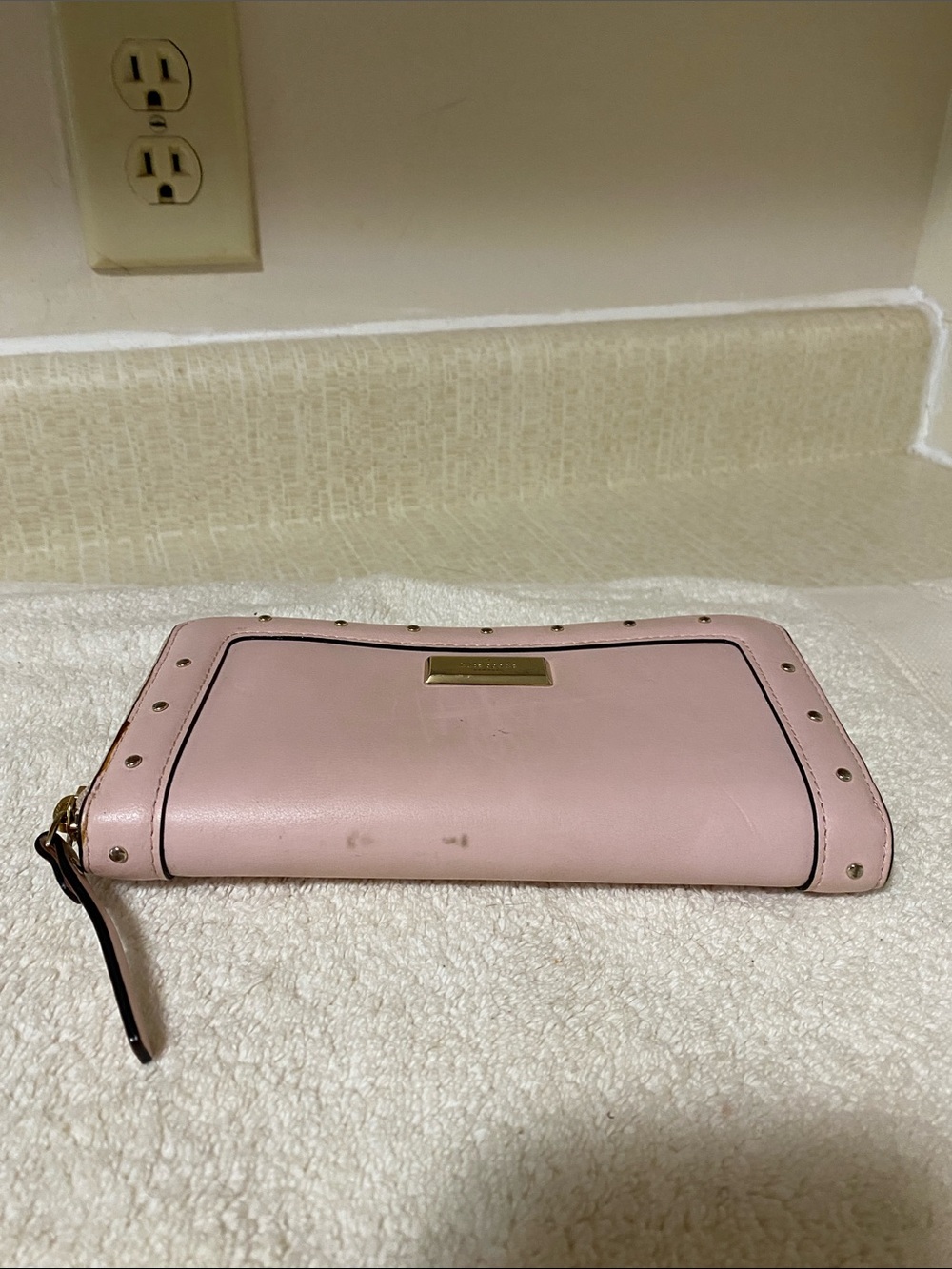 Kate Spade Pink Stud Trim Zip-Around Wallet - Picture 8 of 14